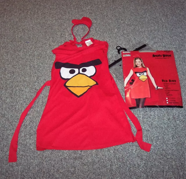 Angry Birds Sassy RED Bird Childs L Large 10/12 Halloween Costume Dress Up EUC