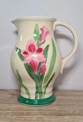 Vintage Royal Doulton hand-painted jug  tulips 1930s - 19cm