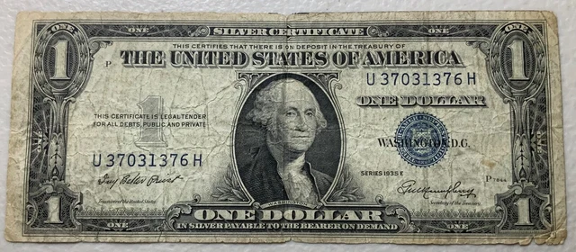 1935 E Silver Certificate $1 Error Inverted and misaligned Printing