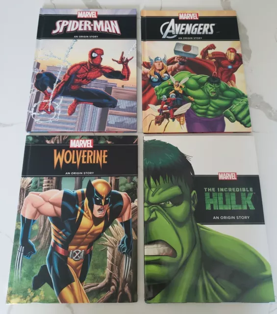Marvel Origin Story lot of 4 Hardcover Books Spiderman, Avengers, Thor & Hulk
