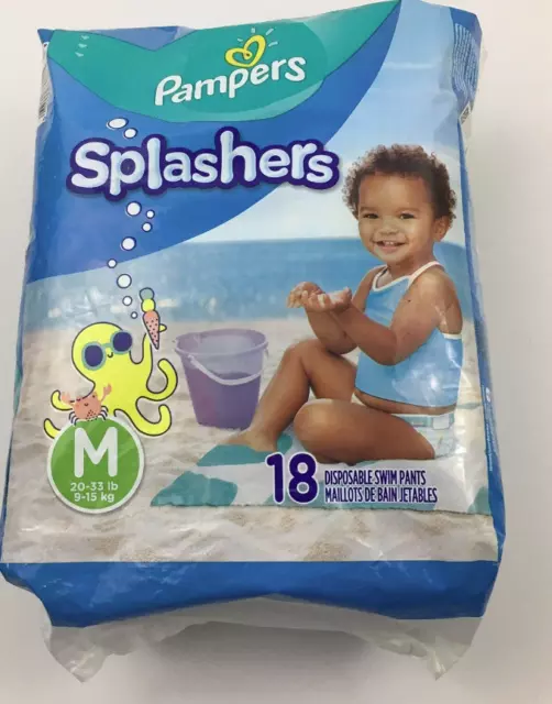 Pampers Splashers Disposable Swim Pants-Medium-20-33lbs 18 Per Package