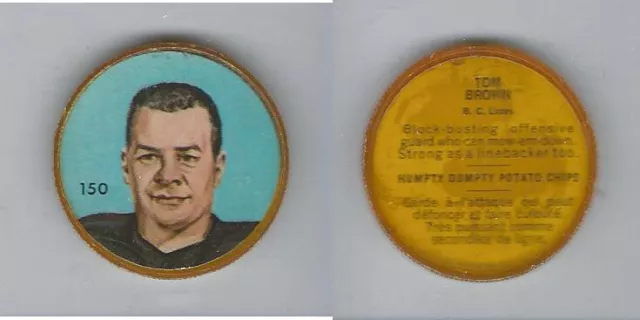 1963 Nalley's Coins Football, Humpty Dumpty Chips, #150 Tom Brown