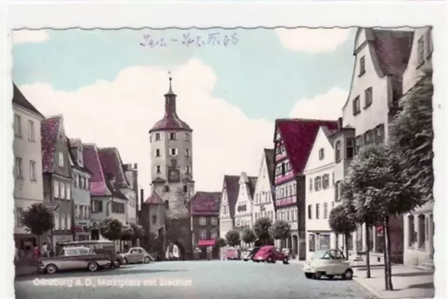 39051148 - Guenzburg mit Marktplatz und Stadttor. ungelaufen handschriftliches