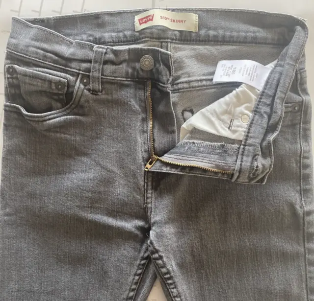 Levi's 510 Jeans Size 29x29 (26x27) Gray Regular Skinny Leg Boys Denim Jeans