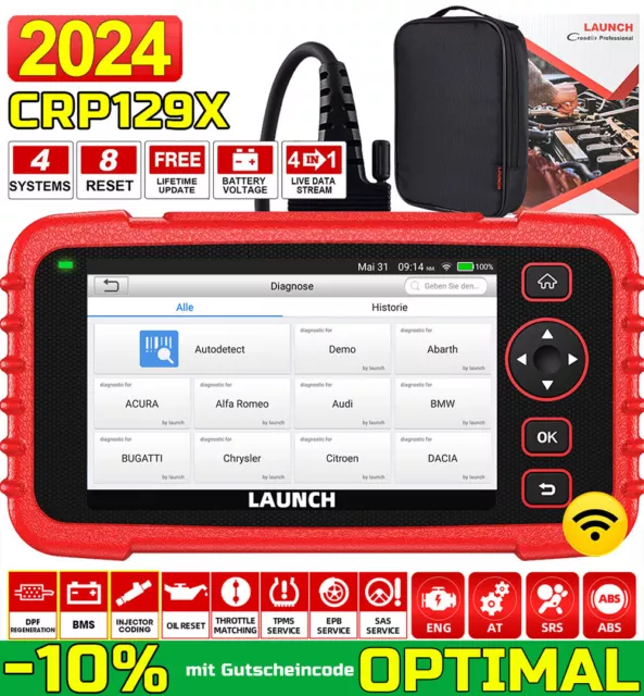 2024 LAUNCH CRP129X Profi KFZ Diagnosegerät Auto OBD2 Scanner TPMS EPB SAS ABS