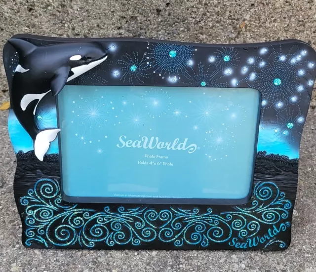 NEW Sea World Picture Frame 3D Shamu Killer Whale Orca Fireworks 4x6 Photo
