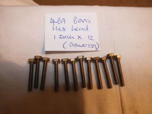 4  Ba Brass Hex  Head Bolts  - 1  Inch X 12  - Freepost