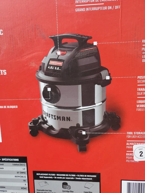 CRAFTSMAN 5-Gallon Corded Portable Wet/Dry Shop Vacuum ( Corded) 4.0 HP