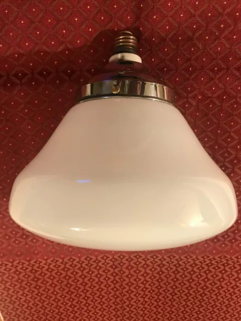 Vtg. School House Design Flush Mount Screw In Ceiling Light Fixture, Free S/H