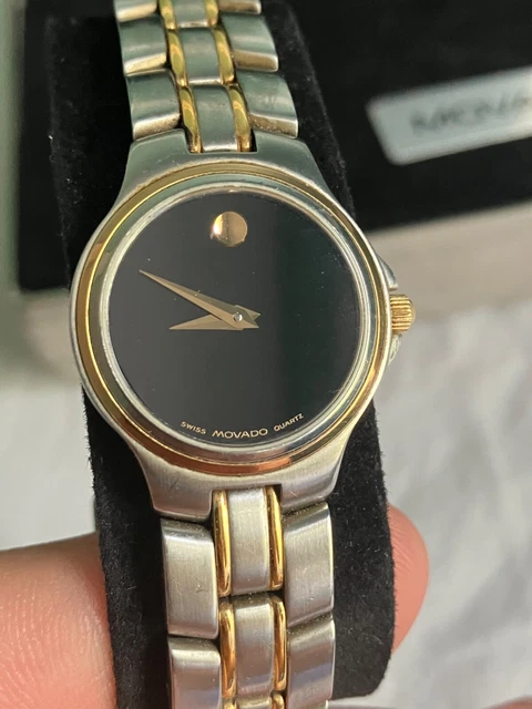 Movado 24mm Ladies Quartz Museum Watch w/ 2-Tone Steel & Gold Case 81-E3-828
