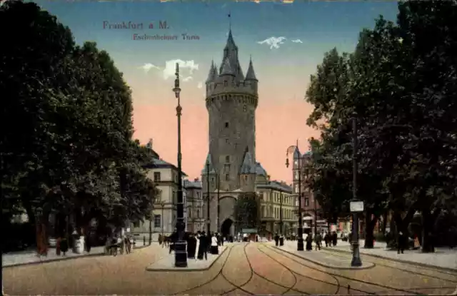 FRANKFURT am Main Hessen ~1910 Strassen Partie am Eschenheimer Turm Eschenheim