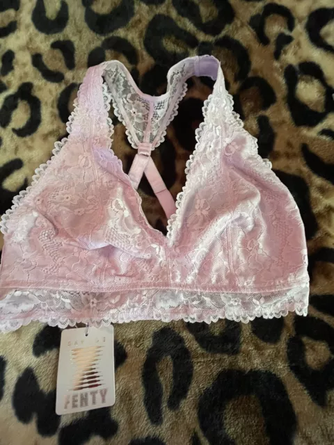 FENTY X SAVAGE Baby Pink Lace Racer Back Plunging Bralette 1X