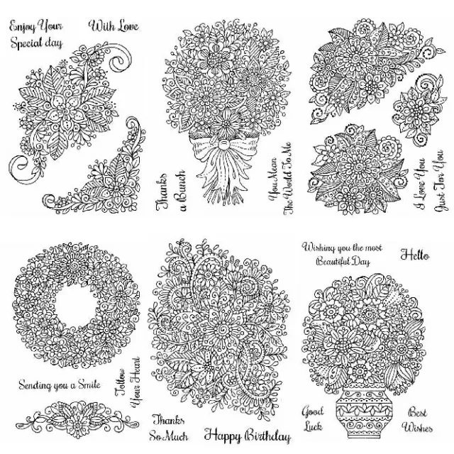 Sweet Dixie Fantasy Floral Collection Stamp Sets - Bouquet Spray Wreath Corner