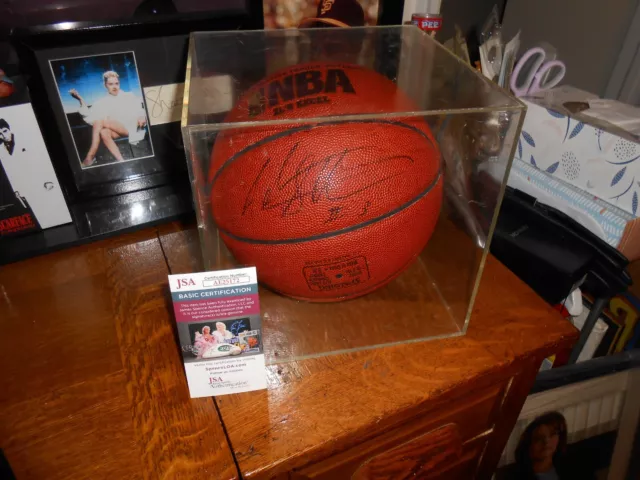 John Starks Signed Spalding Basketball #3 With Case Jsa Ae25172 Free Shipping!!