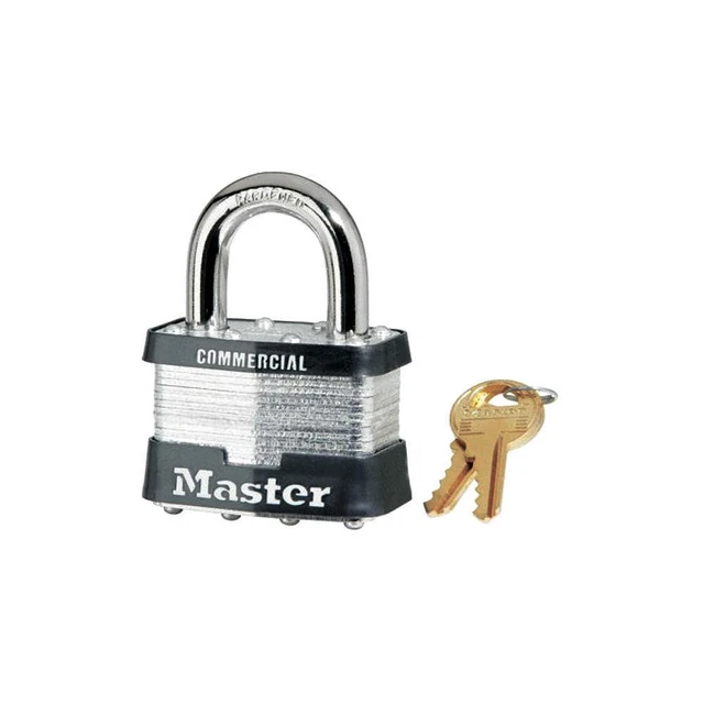 MASTER LOCK 25KA Keyed Padlock, 15/16 in,Rectangle,Silver