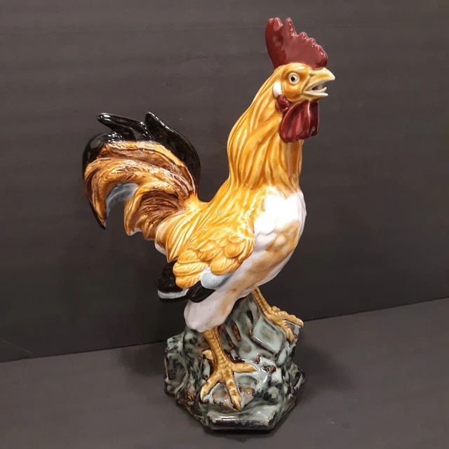 VTG Large 15" Ceramic Papa Rooster Hand painted Statue Farmhouse Figurine Decor