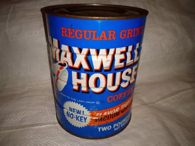 UNOPENED "NEW! NO KEY" Vintage Maxwell House Coffee Can Metal Full Old Antique