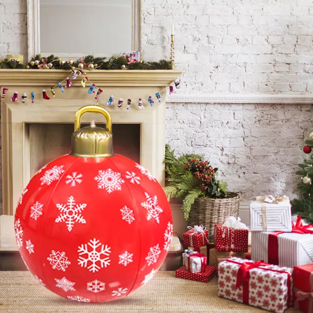 60CM INFLATABLE LUMINOUS Ball Christmas for Outdoor Indoor Decor(Red ...