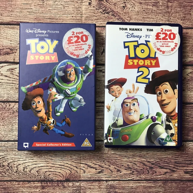 TOY STORY 1 And 2 VHS Tape Disney Pixar kids Family Movie Tom Hanks Tim