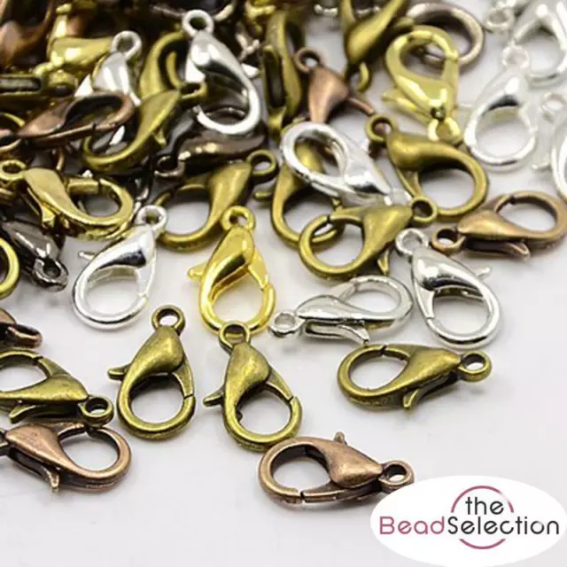 50 Lobster Clasps 12Mm Mixed Silver Bronze Gold Copper Plated Findings Ag23