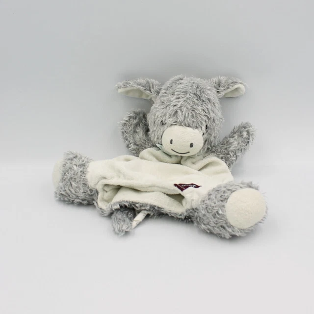 Doudou marionnette ane gris blanc foulard bleu Régliss KALOO - 20897 2