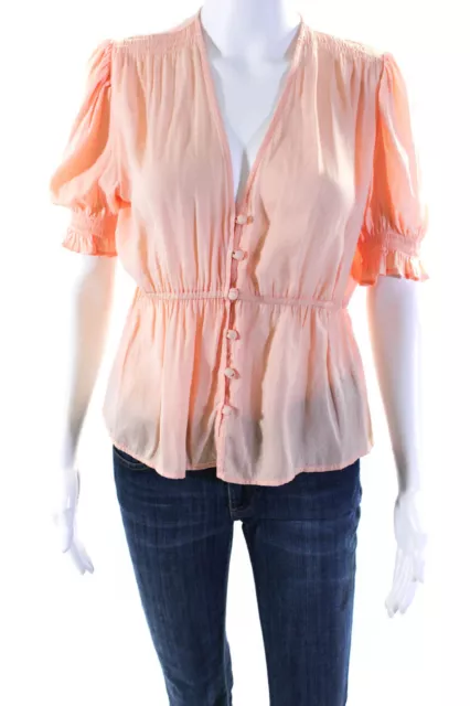 Louna Womens Pink Button Front Top Pink Size 10 14116157