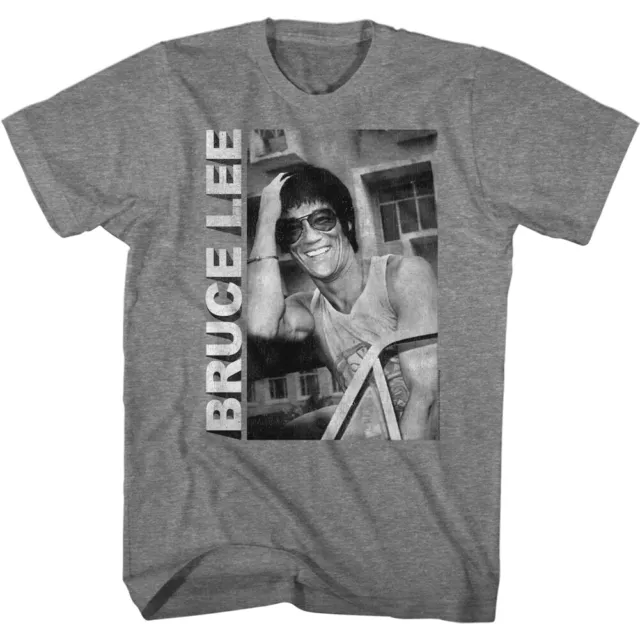 Bruce Lee Arti Marziali Legend Occhiali da Sole Sorridente Foto Uomo T-Shirt
