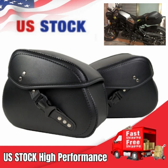 1Pair Universal Motorcycle Pannier Luggage Saddle Bags & Rain Cover PU Leather