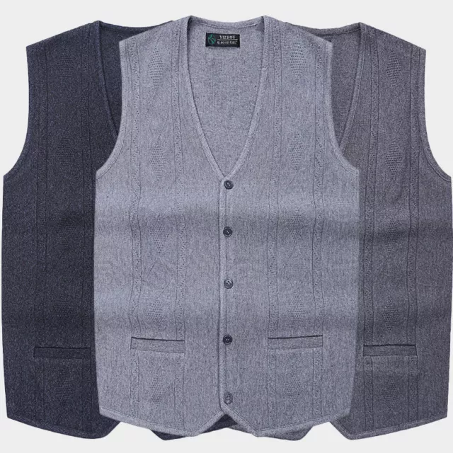 Uomo Maglia Gilet Cardigan Serbatoio Abito Canotta Scollo A V Maglione Business