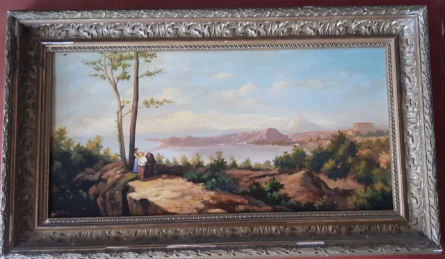 paesaggio Sorrento scuola di Posillipo Napoli dipinto ad olio su tavola firmato