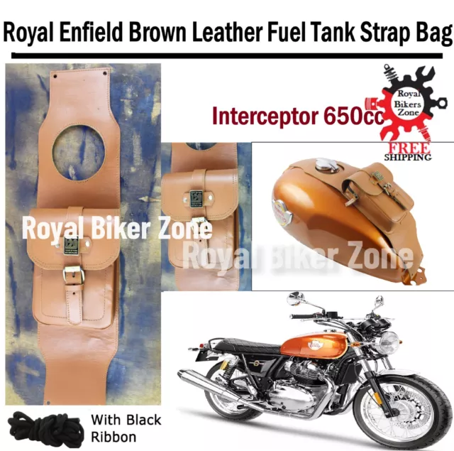 Brown "Fuel Tank Strap Bag With Lapel Pin Fit For Royal Enfield Interceptor 650"
