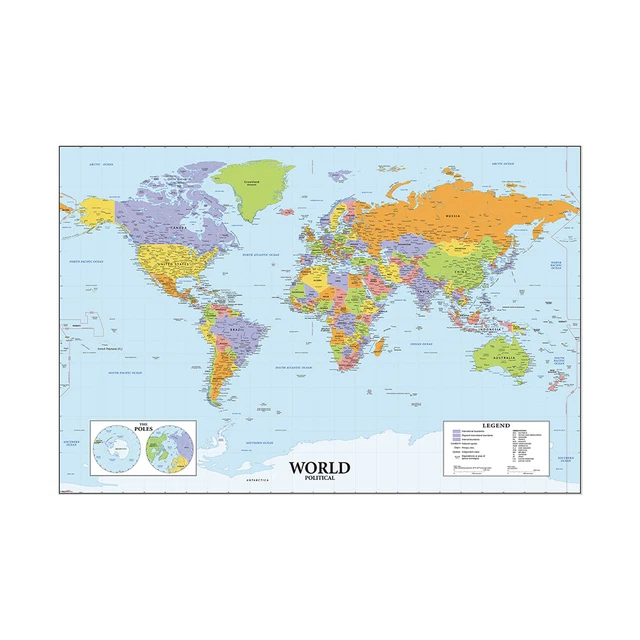WORLD MAP POLITICAL Map Educational Poster Print A1 A2 EUR 10,15 ...
