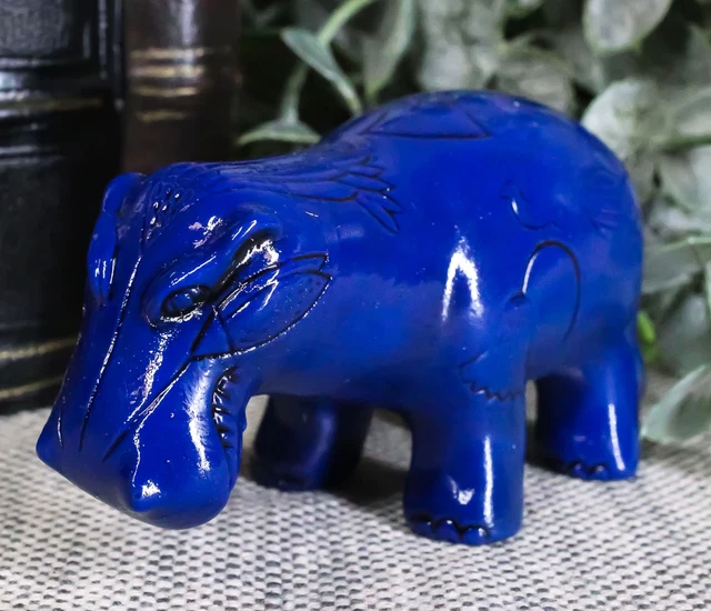 Ebros Small Egyptian Goddess Taweret Statue 3"Long Blue Nile River Hippopotamus