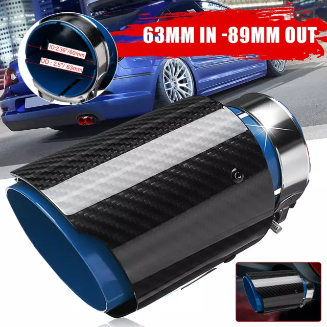 35mm-55mm Blau Universal Auto Auspuff Blende Endrohr Rund Carbon