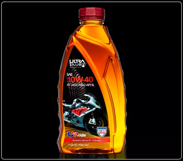 Ultra1Plus SAE 10W40 Synthetic Blend 4T Motorcycle Oil API SL 4-Stroke (Quart)