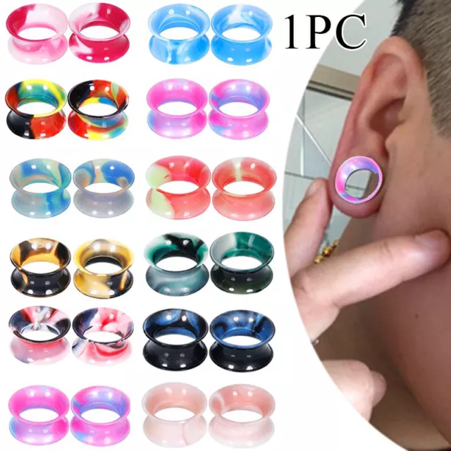 Silicone Flexible Oreille Flesh Tunnel Prise Piercing Plug Écarteur Tailles ,