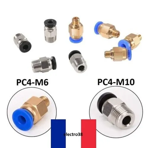 Raccord pneumatique PC4-M6 / PC4-M10 pour Creality Ender 3, 5 / Anet A8...