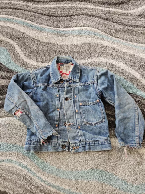 Vintage Wrangler Blue Bell Denim Jacket Type 1 Childrens Toddler 1950s Selvedge