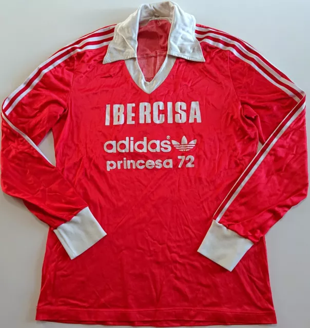 ADIDAS VINTAGE 1970`s 1980`s RED FOOTBALL SHIRT JERSEY #5 SIZE S/M ADULT RED