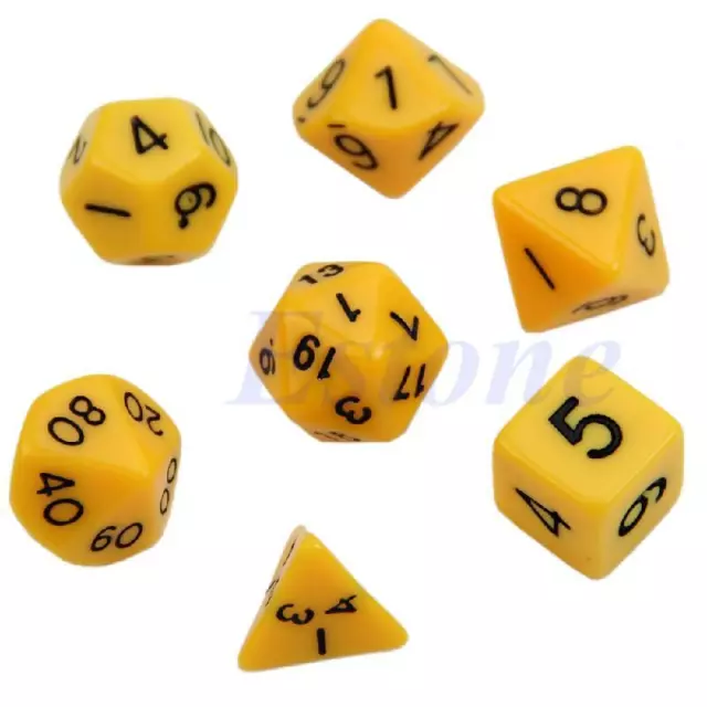 7 pcs Black Sided Die D4 D6 D8 D10 D12 D20 RPG Poly Dice Game W