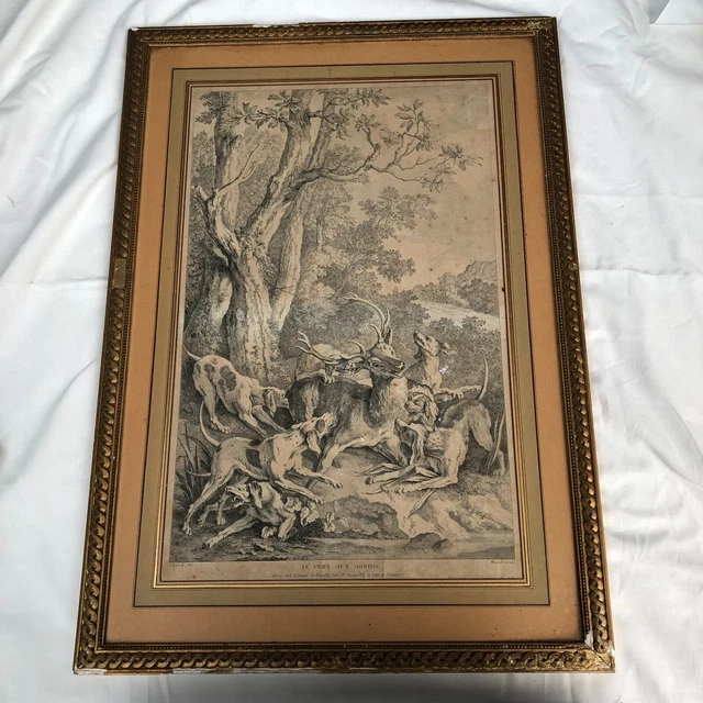 Gravure De Chasse D' Apres Oudry  18 Eme  Siecle    Inv11567