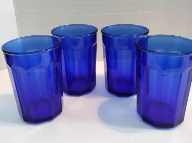 4 L U M I N A R C Made In France Cobalt Blue Tumblers New Condition