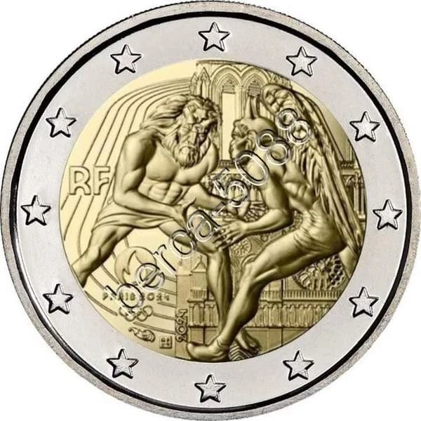 2 EURO FRANCE 2024 * Piece Seule Des Jeux Olympiques * Lutteurs