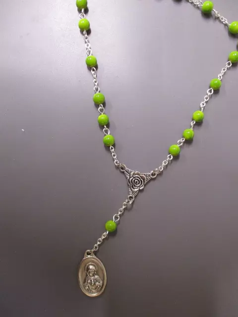 6 MM Rotondo Giallo-Verde Vetro Perline - Chaplet Di Due Cuori