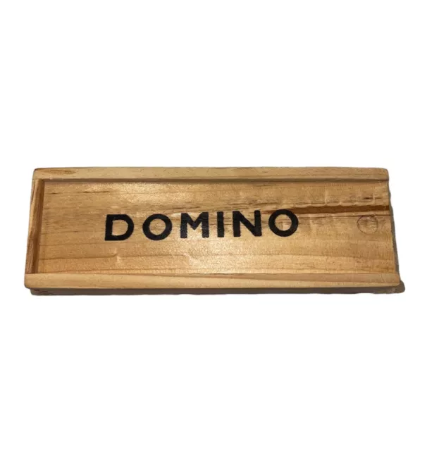 Altes Domino Spiel kpl. 28 Steine Orig. Holz Box-Drachen Motiv auf Rückseite TOP