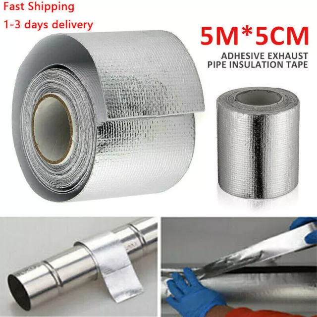 2" x 5M Silver Exhaust Heat Wrap Manifold Downpipe High Temp Bandage Tape UK