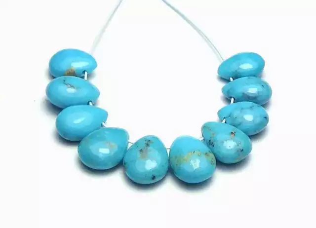 10 pcs SLEEPING BEAUTY TURQUOISE 7-8mm Teardrop Beads NATURAL COLOR