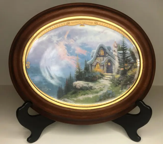 Vintage Porzellan Sammelteller Thomas Kinkade Wandteller Holzrahme Bradex Teller