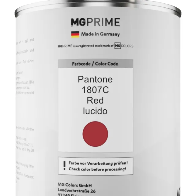 Pantone 1807C Red lucido Vernice acrilica 1,5 litri in barattolo incl. indurente 2