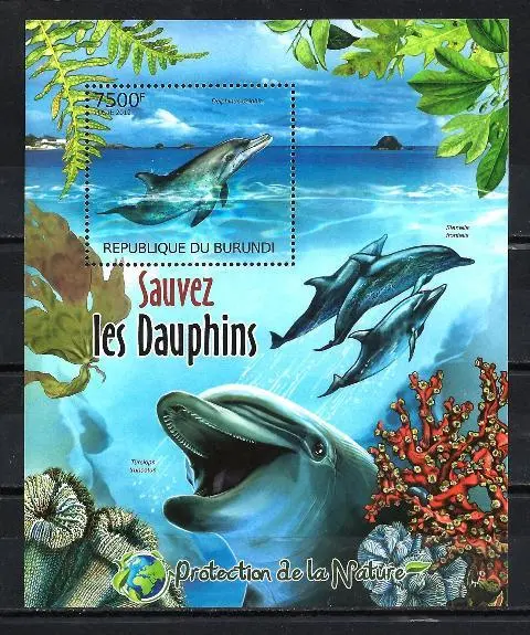 Burundi 2012 sauvez les dauphins bloc n° 228 neuf ** 1er choix MNH